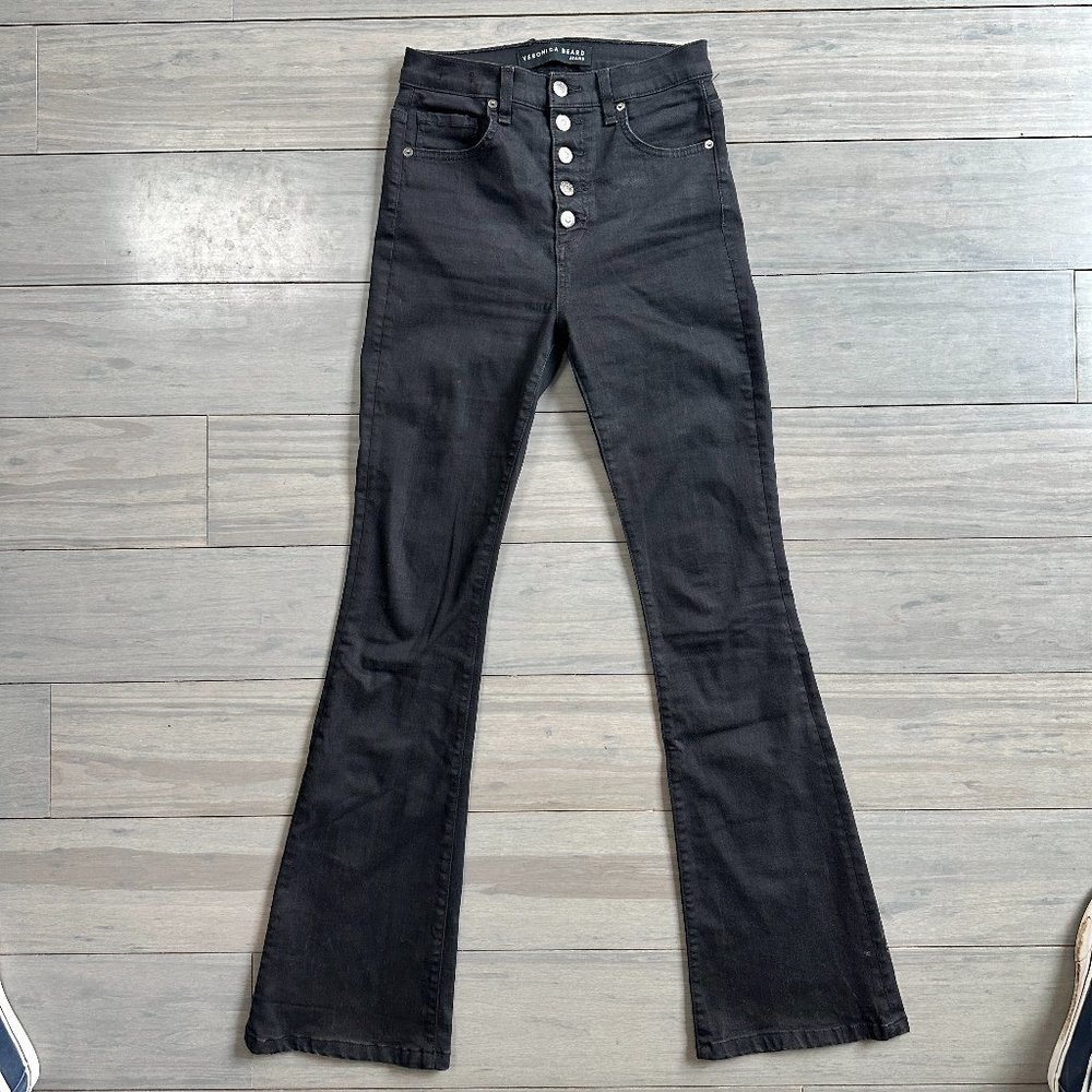 Veronica Beard Jeans black button-front flare leg